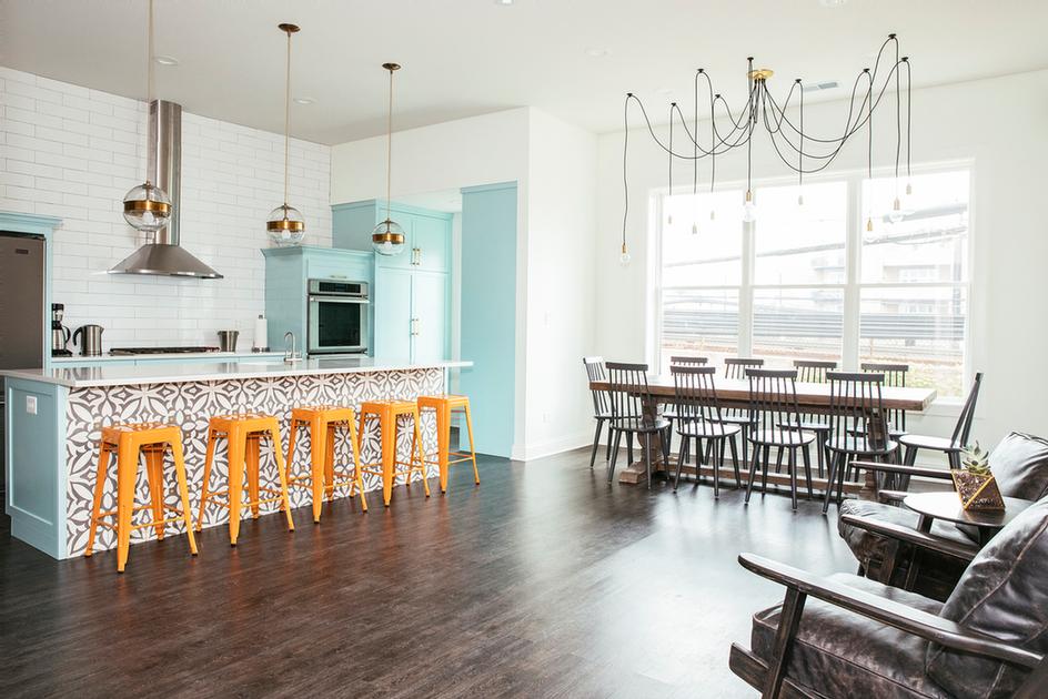Photo of Light-Filled Open Kitchen with Meeting Space